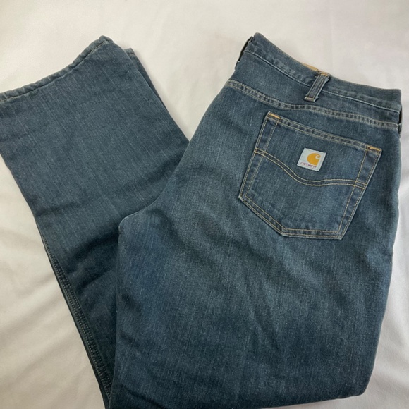 CARHARTT RUGGED FLEX RELAXED FIT DARK WASH FLEECE LINED 5 POCKET JEANS 40/30 NWT - Picture 4 of 11